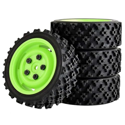 TIAJTHYD for 1/10 RC-Rennwagen-Räder, Rallye-Reifen und Straßenreifen, 12 mm Sechskant, for WLt-oys 144001 144002 MJX 16207 16208 WPL C24-1 C54(A-Green) von TIAJTHYD
