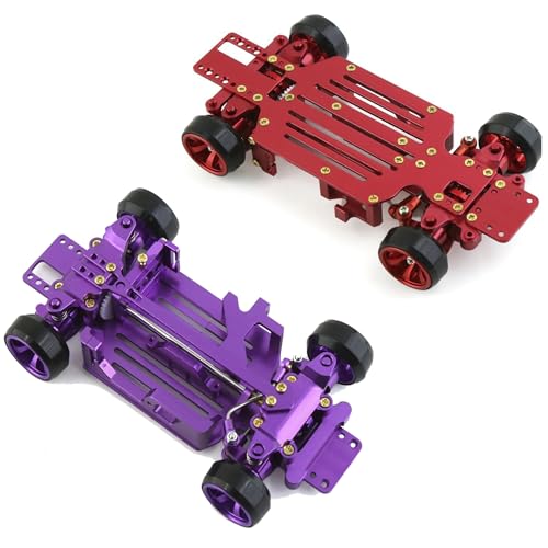 TIAJTHYD for CNC Metall 1/28 4X4 RC Auto Rahmen Ausrüstung Mücke Drift Rennwagen TS for 1/28 Wlt-oys 284131 K969 K989 MINI-Q Zubehör Kits(1 Set Purple) von TIAJTHYD