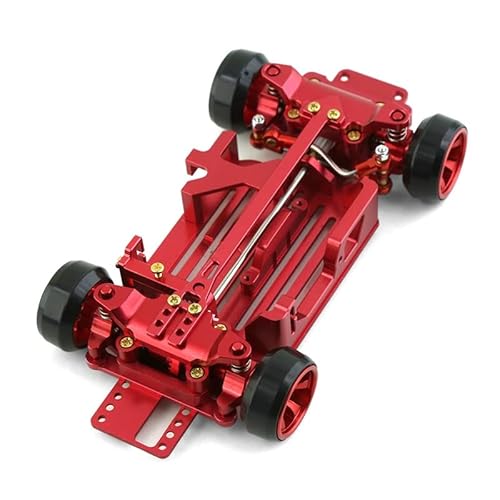 TIAJTHYD for CNC Metall 1/28 4X4 RC Auto Rahmen Ausrüstung Mücke Drift Rennwagen TS for 1/28 Wlt-oys 284131 K969 K989 MINI-Q Zubehör Kits(Frame Red) von TIAJTHYD
