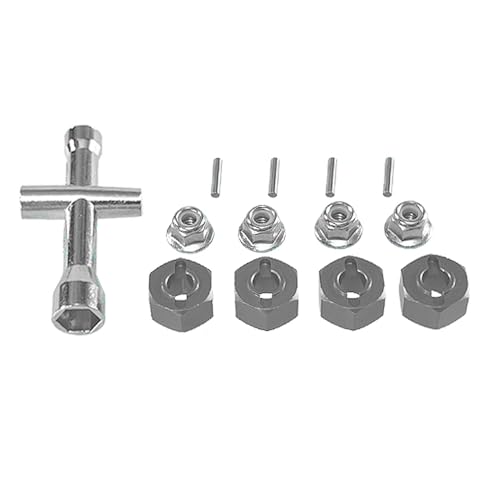 TIAJTHYD for Go MJX 1/14 14209-10 H14BM 14301-02-03 1/16 h16bm ferngesteuertes Auto Upgrade Kreuzschlüssel Hex Set M4 Mutter Metallteile(Gray) von TIAJTHYD
