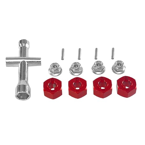 TIAJTHYD for Go MJX 1/14 14209-10 H14BM 14301-02-03 1/16 h16bm ferngesteuertes Auto Upgrade Kreuzschlüssel Hex Set M4 Mutter Metallteile(Rood) von TIAJTHYD