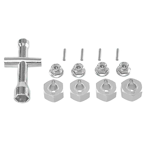 TIAJTHYD for Go MJX 1/14 14209-10 H14BM 14301-02-03 1/16 h16bm ferngesteuertes Auto Upgrade Kreuzschlüssel Hex Set M4 Mutter Metallteile(Silver) von TIAJTHYD