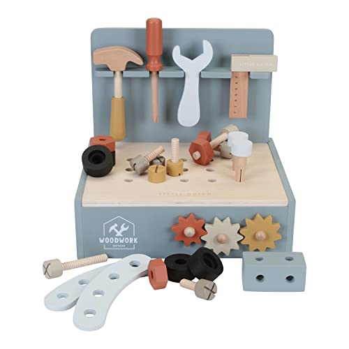 TIAMO Little Dutch 7069 FSC Holz Mini Spielwerkbank mit Werkzeug, Blau, 30x25x23,5 cm TIAMO Little Dutch 7069 FSC Holz Mini Spielwerkbank mit Werkzeug, Blau, 30x25x23,5 cm von Tiamo