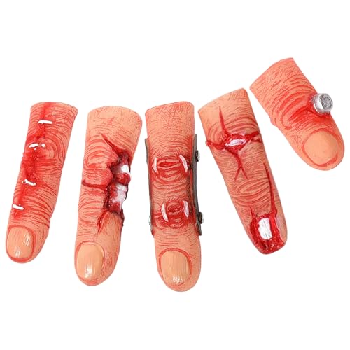 TIANHOO Halloween Finger,5 Pcs Realistischer Blutiger Gefälschter Finger Kunstnägel Nägel Fake Finger Cosplay Party Halloween Prop Gothic Nagel für Halloween Haunted House Theater Tricks Party Dekor TIANHOO Halloween Finger,5 Pcs Realistischer Blutiger Gefälschter Finger Kunstnägel Nägel Fake Finger Cosplay Party Halloween Prop Gothic Nagel für Halloween Haunted House Theater Tricks Party Dekor von TIANHOO