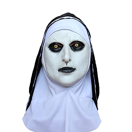 TIANHOO Gruselige Halloween Masken, Nonnen Maske Halloween Cosplay Kostüm Horror Gruselig Vollkopf Latex Maske für Halloween Cosplay Kostüm Party Ankleiden von TIANHOO