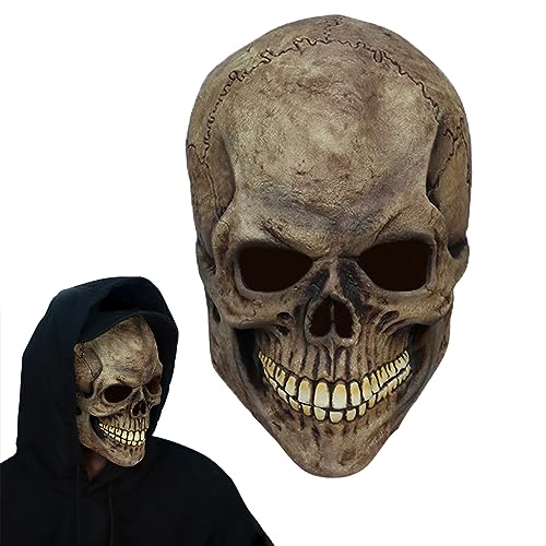 TIANHOO Schädel Maske Halloween Schädel Maske des Grauens aus Latex Totenkopf Maske Vollkopf SkullGruselige Maske Kopfschmuck Halloween Kostüm Party Latex Masken von TIANHOO