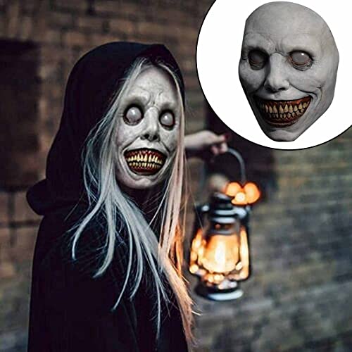 TIANHOO Halloween Masken Exorcist Mask Lächelnde Dämonen Maske Gruselige Halloween Maske Latex Horror Halloween Maske für Cosplay Kostümparty von TIANHOO