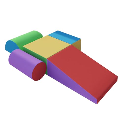 TIANJZSUN Soft Play Discoverer Set 5 -Stück-Spielzeugset für Vorschulkinder (1-3 Jahre) Softbausteine Riesenbausteine Schaumstoffbausteine Großbausteine 5 Stück (Bunt) von TIANJZSUN