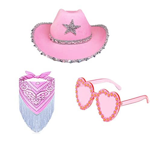 TIANQUXNGI CowboyHut, Brille, BandanaSet, Junggesellinnenabschied, Bandana, Brautparty, Hut, Junggesellinnenabschied, Cowgirl-Brille, Brautparty TIANQUXNGI CowboyHut, Brille, BandanaSet, Junggesellinnenabschied, Bandana, Brautparty, Hut, Junggesellinnenabschied, Cowgirl-Brille, Brautparty von TIANQUXNGI