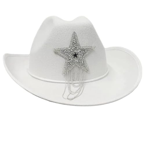 TIANQUXNGI Denims Hut Wilder Westernhut Mottoparty Hut Strass Quasten Hut Kostüm für Karneval und Motto Event TIANQUXNGI Denims Hut Wilder Westernhut Mottoparty Hut Strass Quasten Hut Kostüm für Karneval und Motto Event von TIANQUXNGI