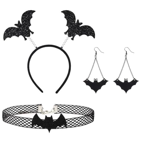 TIANQUXNGI Festliche Halloween-Kopfbedeckung und Choker-Ohrringe, festliches Accessoire, bequemer Stoff für Frauen für Kostümpartys TIANQUXNGI Festliche Halloween-Kopfbedeckung und Choker-Ohrringe, festliches Accessoire, bequemer Stoff für Frauen für Kostümpartys von TIANQUXNGI