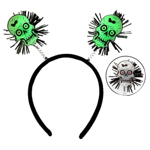 TIANQUXNGI Fluoreszierender Totenkopf-Kopfschmuck mit Fledermaus-Motiv, modischer Kopfschmuck für nächtliche Halloween-Feiern und Themenveranstaltungen von TIANQUXNGI