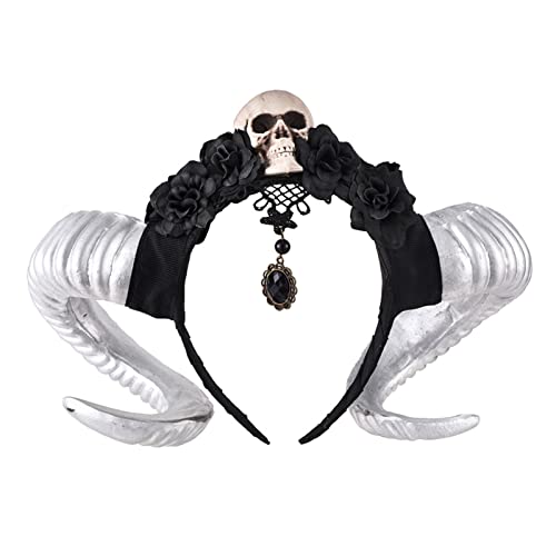 TIANQUXNGI Halloween-Haarreif mit Schafhorn, böse Königin, Haarband, Cosplay-Kostüm, Hexen-Kopfschmuck, Zubehör für Mädchen TIANQUXNGI Halloween-Haarreif mit Schafhorn, böse Königin, Haarband, Cosplay-Kostüm, Hexen-Kopfschmuck, Zubehör für Mädchen von TIANQUXNGI