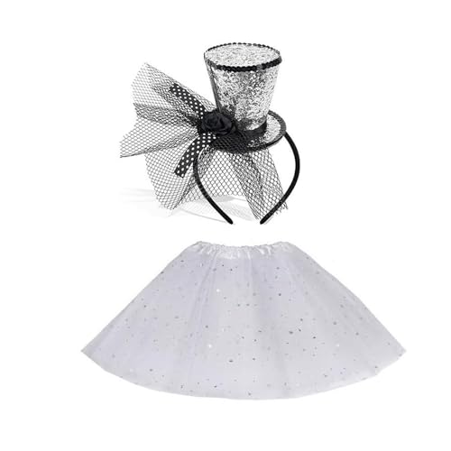 TIANQUXNGI Karneval Feier Kostüm Set Tüllrock Maskeraden Festival Mottoparty Hut Stirnband Rollenspiel Zubehör TIANQUXNGI Karneval Feier Kostüm Set Tüllrock Maskeraden Festival Mottoparty Hut Stirnband Rollenspiel Zubehör von TIANQUXNGI