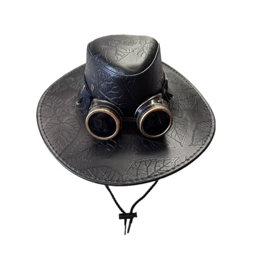 TIANQUXNGI PU-Hut für Erwachsene mit Brille, viktorianisches Vintage-Kostüm, für Damen und Herren, Halloween-Party-Requisiten TIANQUXNGI PU-Hut für Erwachsene mit Brille, viktorianisches Vintage-Kostüm, für Damen und Herren, Halloween-Party-Requisiten von TIANQUXNGI