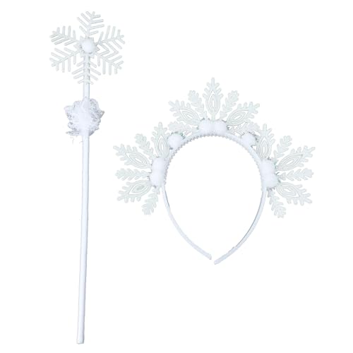 TIANQUXNGI Schneeflocken-Kopfschmuck und Zauberstab-Set für verschiedene Party-Mädchen, Prinzessinnen-Stirnband und Stab, Cosplay-Kostüm, Haarreifen-Set TIANQUXNGI Schneeflocken-Kopfschmuck und Zauberstab-Set für verschiedene Party-Mädchen, Prinzessinnen-Stirnband und Stab, Cosplay-Kostüm, Haarreifen-Set von TIANQUXNGI