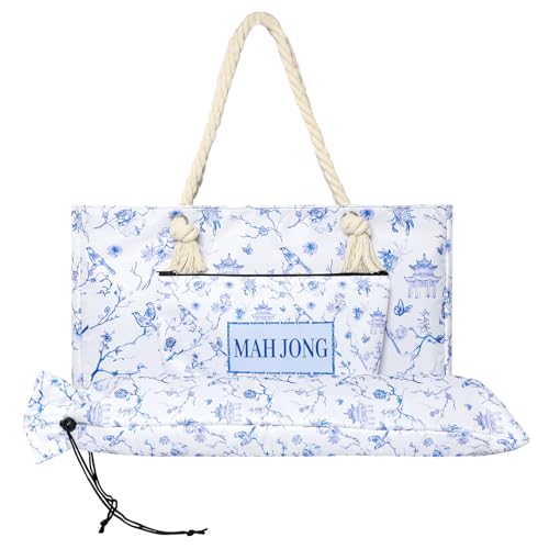 Leere Mahjong Tasche für American Mahjong Set, Mahjong Tragetasche mit Fliesen Tasche und Racks Kordelzug Tasche von TIASUSAN
