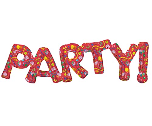 PEPPA PIG Folienballon * PARTY! * als Deko für Kindergeburtstag und Kinder Party | 25x77cm | für Luft und Helium | Wutz George Kinder Geburtstag Ballon Dekoration Folienballons von TIB Heyne