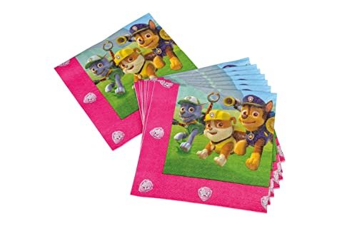 tib 19715 Paw Patrol Servietten, 3-lagig, 20 Stück, 33 x 33 cm, Farbe-Pink, Einheitsgröße von tib