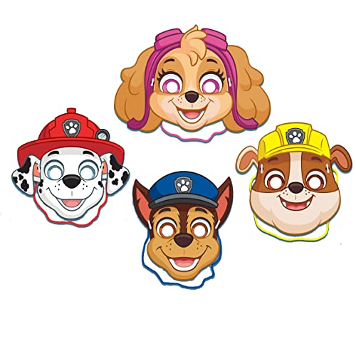 TIB Heyne 4 Masken * PAW PATROL * als Verkleidung für Mottoparty und Kindergeburtstag | mit Gucklöcher und Gummiband | Skye Chase Rubble Marshall Kinder Geburtstag Party Deko von TIB Heyne