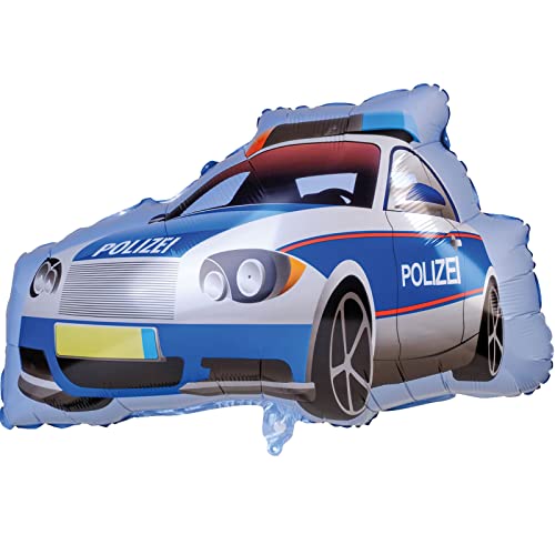 TIB Heyne XL Folienballon * POLIZEIAUTO als Deko für Kindergeburtstag und Polizei-Party | 72x43cm Luft Helium Polizeiwagen Police Kinder Geburtstag Ballon Dekoration Folienballons, 17594 von TIB Heyne