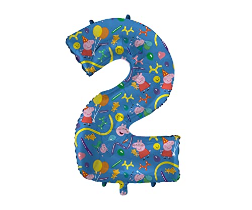 XXL Peppa Pig Folienballon * ZAHL 2 * als Deko für Kindergeburtstag und Party | 90cm | für Luft und Helium | Wutz George Kinder Geburtstag Ballon Dekoration Folienballons von TIB Heyne