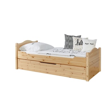 TiCAA Einzelbett Leni 90 x 200 cm Kiefer natur mit Zusatzbett von TICAA