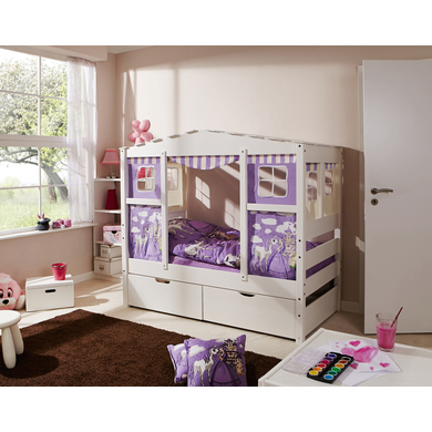 TiCAA Hausbett Mini mit 2 Schubladen Prinzessin Lila von TICAA