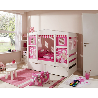 TiCAA Hausbett Mini mit 2 Schubladen Prinzessin Rosa von TICAA