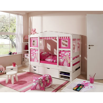 TiCAA Hausbett Mini mit 3 Schubladen Prinzessin Rosa von TICAA