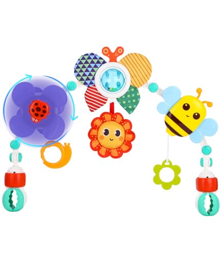 TIDEVAN Kinderwagen Spielzeug, Spielbogen für Kinderwagen Kinderwagenkette Spielzeug Baby 0-12 Monate für Bett, Laufstall, Babyschale & Autositz- Motorikspielzeug für Babys und Kleinkinder (Biene) von TIDEVAN