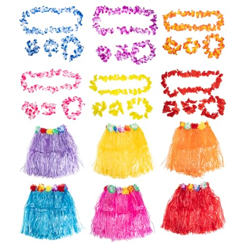TIDTALEO 6Sätze Hawaiianisches Grasrock Teiliges Rock Kostüm für Partys für Strand und Gartenfeiern für und Tropische Anlässe Klassischem Blumenkranz TIDTALEO 6Sätze Hawaiianisches Grasrock Teiliges Rock Kostüm für Partys für Strand und Gartenfeiern für und Tropische Anlässe Klassischem Blumenkranz von TIDTALEO