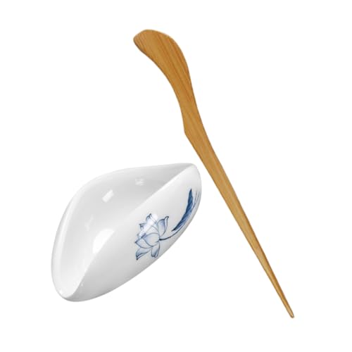 TIDTALEO Keramisches Teegefäß Kaffeebohnen Tablett Mit Löffel Vintage Teeteller Für Lose Teeblätter Elegantes Teezubehör Vielseitig Einsetzbar Für Esszimmer von TIDTALEO