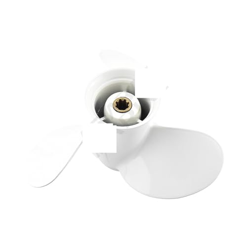 Aluminiumlegierung Weißer Schraubenpropeller 9.9HP 15HP Außenborder, 3 Blätter, 8 Spline-Zähne, 9-1/4x12, Rotation R, Bootsteile von TIEOAXFT