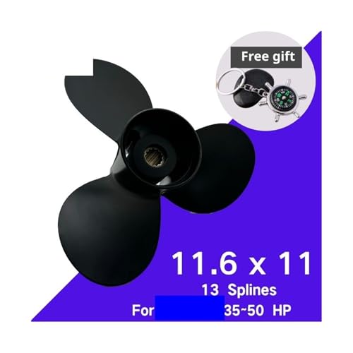 Bootspropeller 11,6x11 for 35 PS 40 45 50 Außenborder Schraube ,6*11 Bootsmotor Aluminiumpropeller 3 Klinge 13 Spline von TIEOAXFT