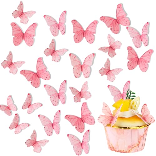 TIESOME 40 Stück Schmetterlinge Tortendeko, 3D Dreidimensional Schmetterlinge Deko Torte, Schmetterlinge Cupcake Topper Geburtstagsdeko Mädchen Happy Birthday Deko für Hochzeit Geburtstag Party von TIESOME