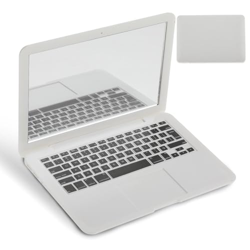 TIESOME Katzenspielzeug Laptop Minispiegel, winziger Computerspiegel Katzenspielzeug Tasche Make up Spiegel gefälschter Laptop für Puppenhaus Dekoration Katzenspielzeug (weiß) von TIESOME