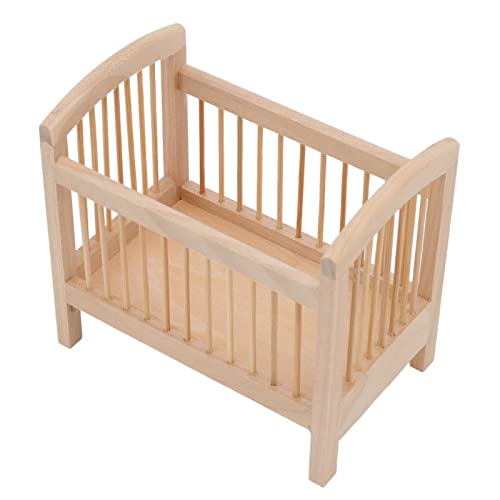 Mini -Krippenmatratze, 1/12 Skalierte Lebensechte Hölzerne Puppenbett Miniatur -Krippe Reborn Puppenzubehör mit Guter Verarbeitung für Dollhouse und Szenendekoration von TIKATARER