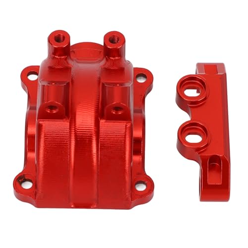 TIKATARER Aluminiumlegierungsabdeckung, Heckdifferentialgehäuse-Upgrade-Teile für RC-Auto, Exquisites Schneidmuster, 1/10 TT02 TT-02D, 8 Schrauben Zur Einfachen Installation, CNC Voll (Rot) von TIKATARER