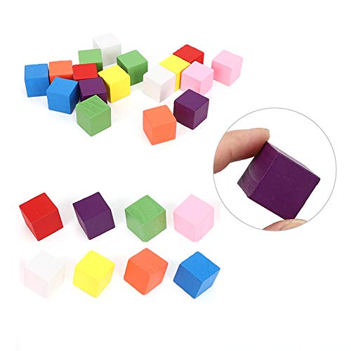 TIKATARER Holzbausteine, Farbige Block -Set -Kiefernholz Geometrie 2 Sätze Farbiger Block Set Farbige Blockaufklärung Frühes Bildungsspielzeug (25mm 25 Stück) von TIKATARER