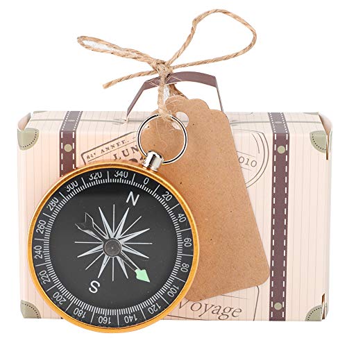 TIKATARER Mini -Koffer Partyvorbefürworter Box, Kleine Geschenke Boxen mit Kompass- und Kraft Tags 20pcs Hochzeitsgeschenke Schachtel Süßwarenboxen Bevorzugt Kisten für Reisen Hochzeitsfeier (Gold) von TIKATARER