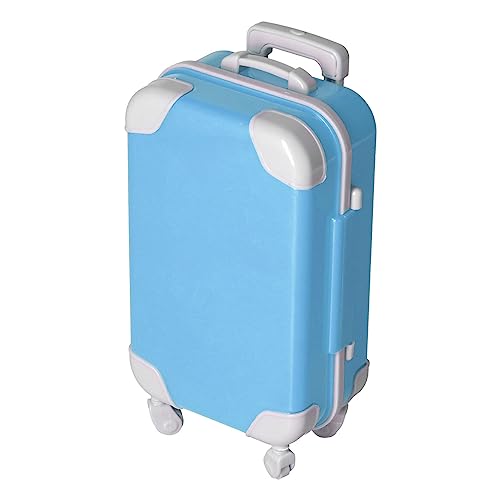 TIKATARER Puppenträger, Mini-Koffer-Puppenzubehör Simulierte Puppengepäckkoffer Tragbarer Puppenreisekoffer Babypuppenträger für Doll House (PJ-459-06 Trolley-Koffer himmelblau) von TIKATARER
