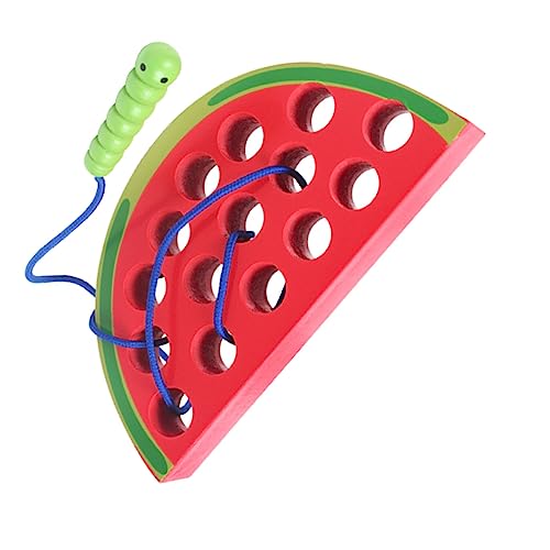TIKATARER Schnürung Spielzeug, Wurm Essen Obst -Fadenfäden -Schneiselschneiselschneidezeit Spielzeug Holzschnürung Spielzeugfadenspielzeug für Im Alter von 1 Bis 2 (Wassermelone) von TIKATARER