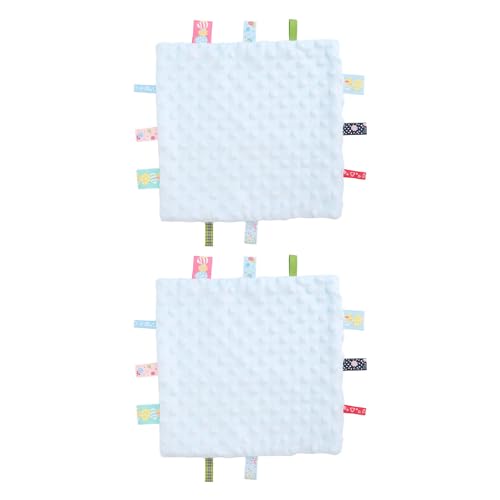 TIKATARER Tag -Decken für Babys, Baby -Sicherheitsdecke 3D Partikel Sinnesentwicklung Komfort Decke 2pcs Tags Sicherheitsdecke Reine Baumwoll Spielzeug mit Farbenfrohen (Blue) von TIKATARER