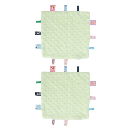 TIKATARER Tag -Decken für Babys, Baby -Sicherheitsdecke 3D Partikel Sinnesentwicklung Komfort Decke 2pcs Tags Sicherheitsdecke Reine Baumwoll Spielzeug mit Farbenfrohen (Green) von TIKATARER