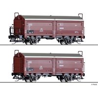 TILLIG 01032 TT Güterwagenset aus zwei Schiebedach-/ Schiebewandwagen Kmmgks 58, DB, Ep. III von TILLIG