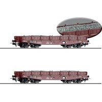 TILLIG 70071 H0 Güterwagenset aus zwei Schwerlastwagen Rmms 3960 mit Neuschotter, DR, Ep. IV von TILLIG