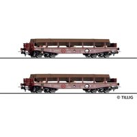 TILLIG 70073 H0 Güterwagenset aus zwei Schwerlastwagen Rmms 662 beladen mit Spundwänden, TSS Cargo a.s., Ep. VI von TILLIG