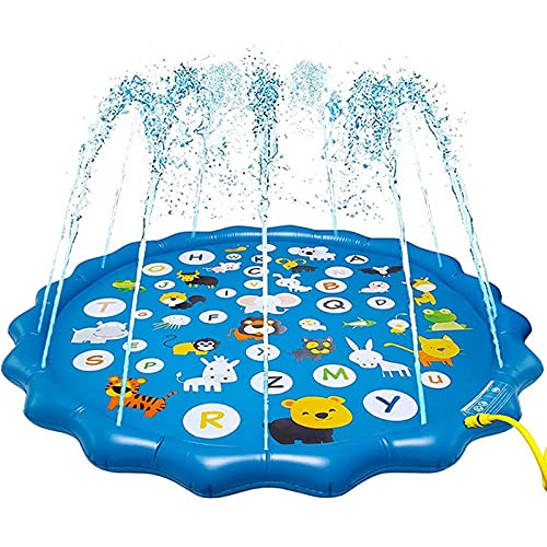 Spritzmatte, Sprinkler für Kinder, Wasserspielzeug für Kinder, Outdoor-Wasserspielmatte, Spritzschutz für Hunde, Kinder, rutschfest, für den Sommer, Garten, Alphabet, 172 cm Spritzmatte, Sprinkler für Kinder, Wasserspielzeug für Kinder, Outdoor-Wasserspielmatte, Spritzschutz für Hunde, Kinder, rutschfest, für den Sommer, Garten, Alphabet, 172 cm von TILZ GEAR