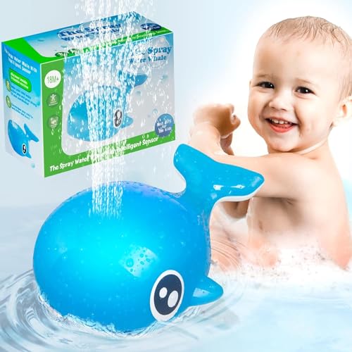 Baby Bad Spielzeug, Dual wasserdichte Kleinkind Badewanne Sprinkler Wasser Spielzeug, LED Beleuchtung Wal Bad Spielzeug für Kinder Baby von 1 2 3 Jahre von TIMAIYE